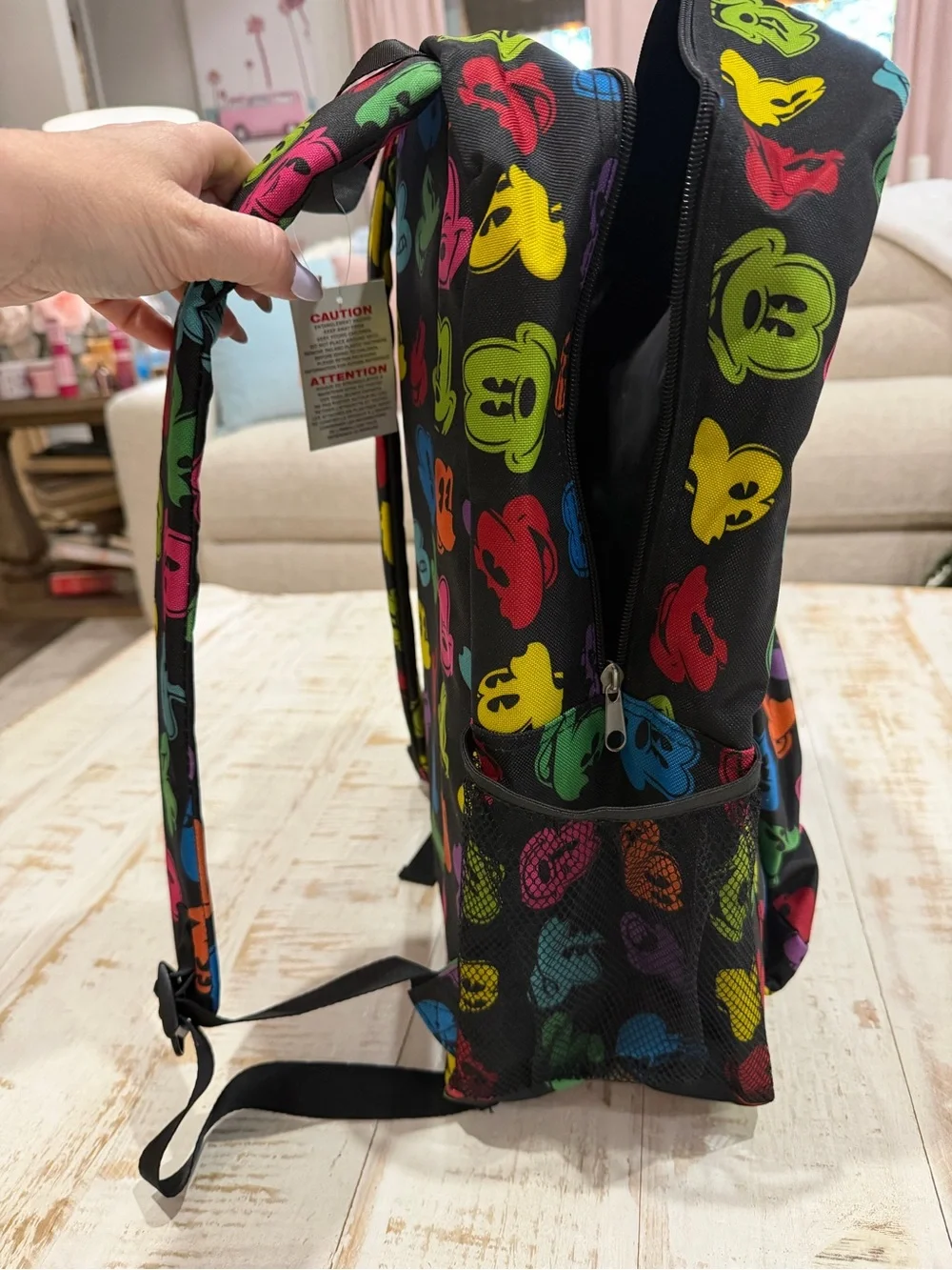 Disneyland Resort Rainbow Silhouette Mickey Mouse Face Multi-Pocket Backpack